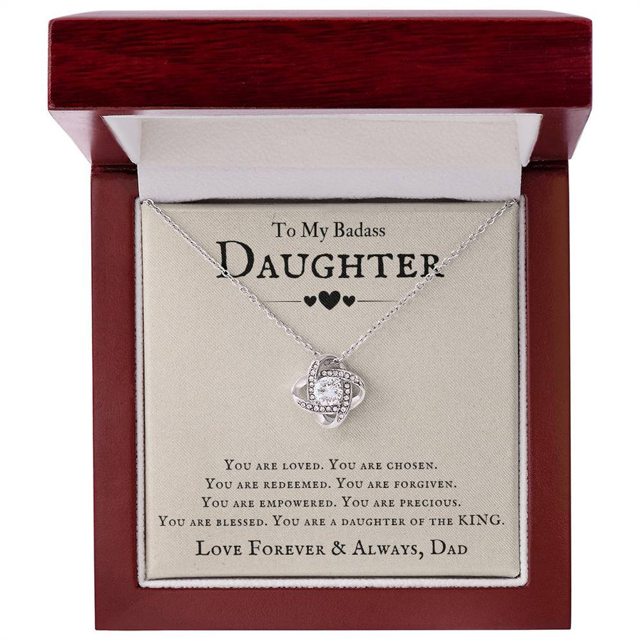To My Badass Daughter Necklace from Dad, You Are Loved, Chosen, You Are a Daughter of the King