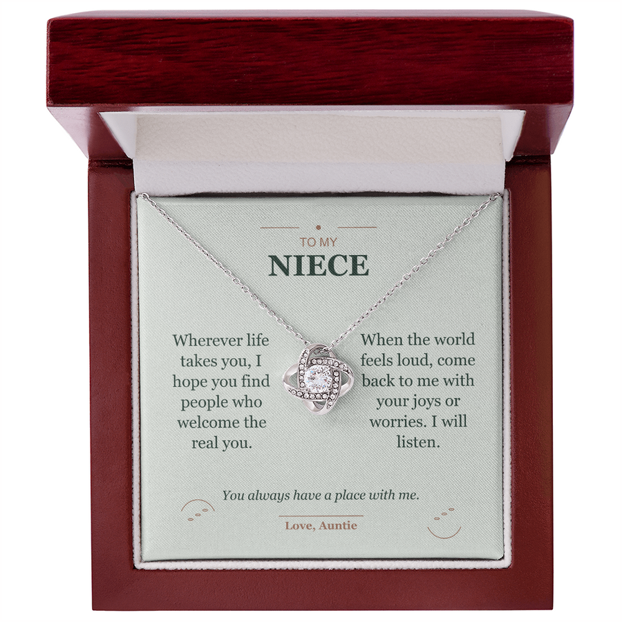 To My Niece, A Place to Come Back - Love Knot Necklace