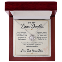 Load image into Gallery viewer, Bonus Daughter Christmas Love Knot Necklace from Bonus Mom - Gift of Having You
