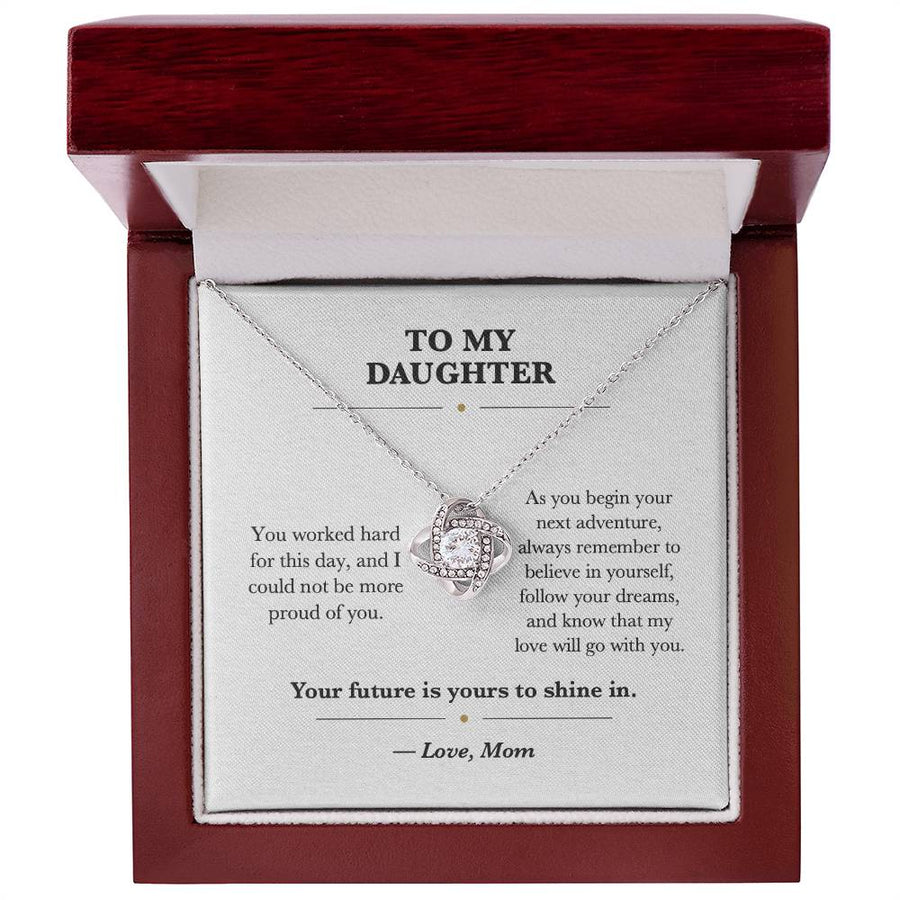 To My Daughter Graduation Love Knot Necklace Gift from Mom