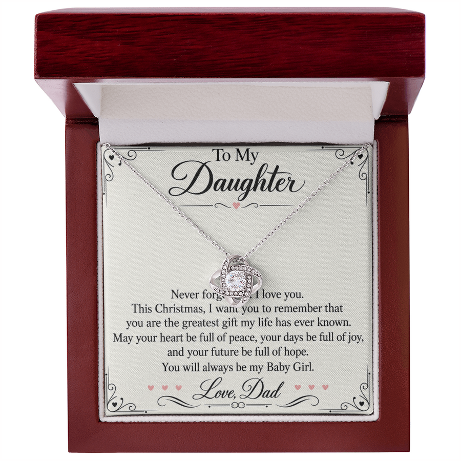 Daughter Christmas Love Knot Necklace from Dad - You Are My Greatest Gift
