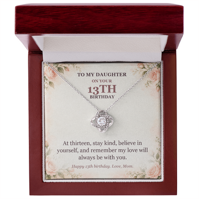Load image into Gallery viewer, To My Daughter 13th Birthday Love Knot Necklace from Mom
