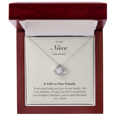 Load image into Gallery viewer, To My Niece Birthday Love Knot Necklace – A Gift to Our Family
