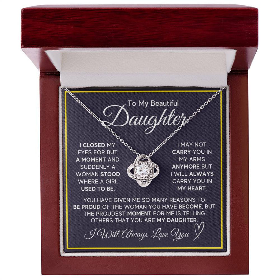 Daughter Gifts from Mom and Dad, Necklace & Message Card & LED Gift Box for Birthday, or Christmas