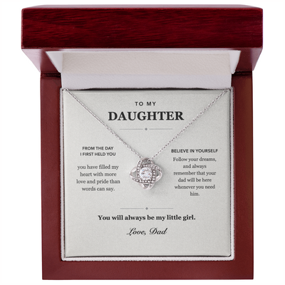 Load image into Gallery viewer, To My Daughter Always My Little Girl Love Knot Necklace Gift from Dad

