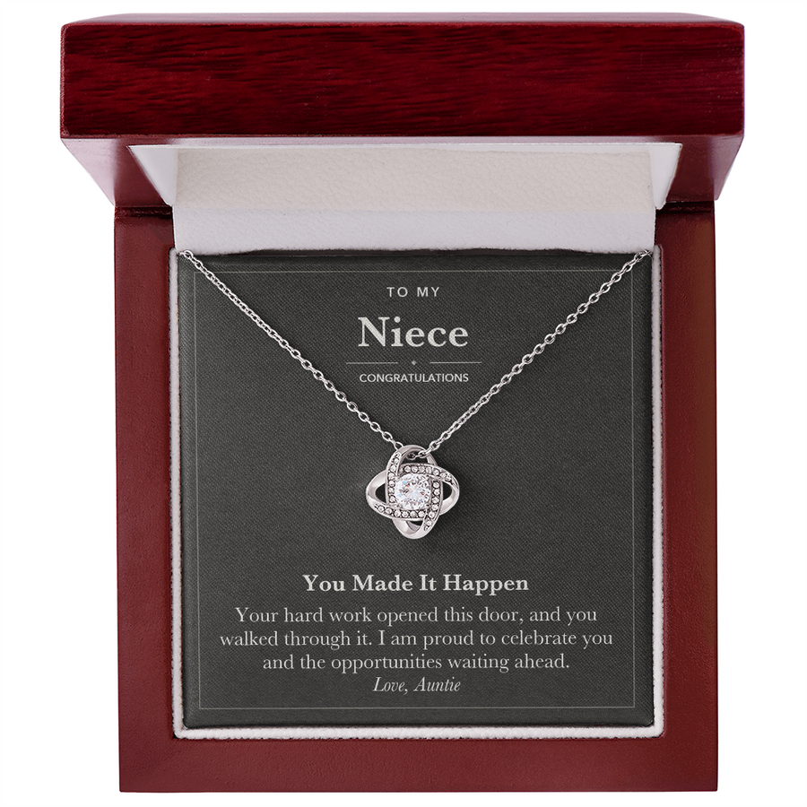 To My Niece Graduation Love Knot Necklace – You Made It Happen