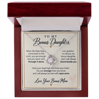Load image into Gallery viewer, Bonus Daughter Love Knot Necklace from Bonus Mom - Stronger Than You Know
