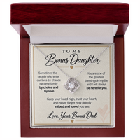 Load image into Gallery viewer, Bonus Daughter Love Knot Necklace from Bonus Dad - Deeply Valued and Loved
