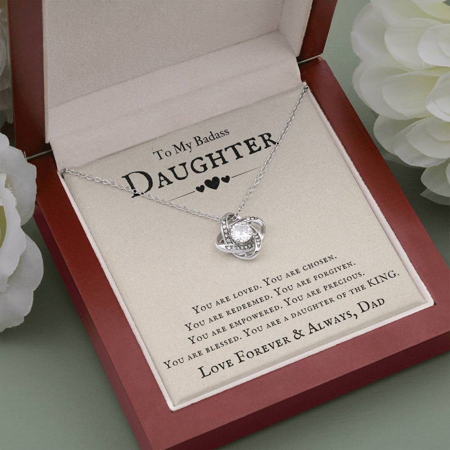 To My Badass Daughter Necklace from Dad, You Are Loved, Chosen, You Are a Daughter of the King
