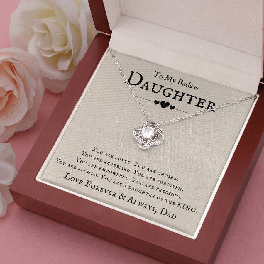 To My Badass Daughter Necklace from Dad, You Are Loved, Chosen, You Are a Daughter of the King