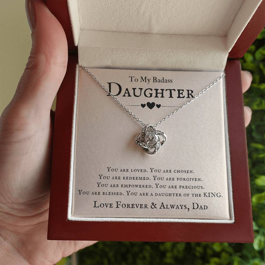 To My Badass Daughter Necklace from Dad, You Are Loved, Chosen, You Are a Daughter of the King