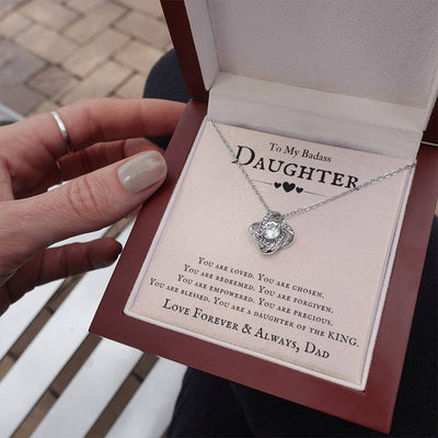 Load image into Gallery viewer, To My Badass Daughter Necklace from Dad, You Are Loved, Chosen, You Are a Daughter of the King
