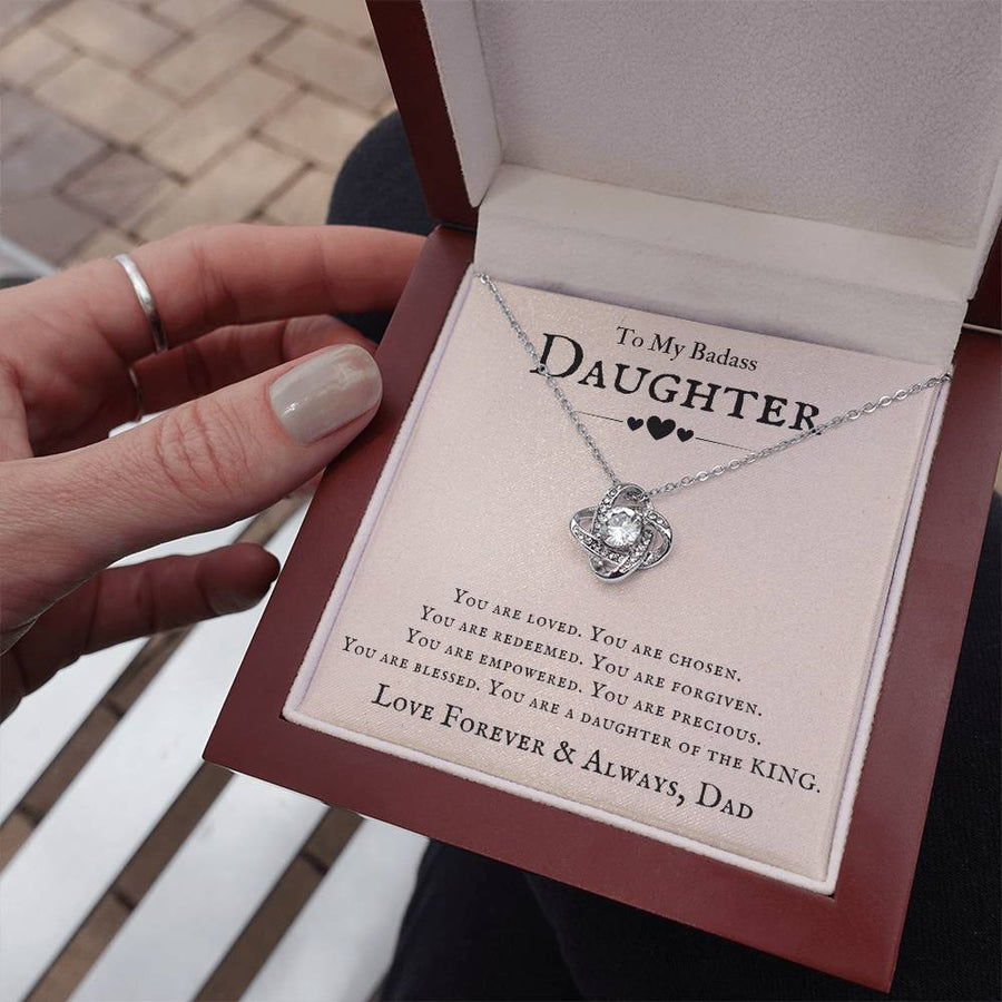 To My Badass Daughter Necklace from Dad, You Are Loved, Chosen, You Are a Daughter of the King