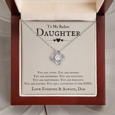 Load image into Gallery viewer, To My Badass Daughter Necklace from Dad, You Are Loved, Chosen, You Are a Daughter of the King

