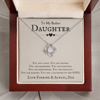 Load image into Gallery viewer, To My Badass Daughter Necklace from Dad, You Are Loved, Chosen, You Are a Daughter of the King
