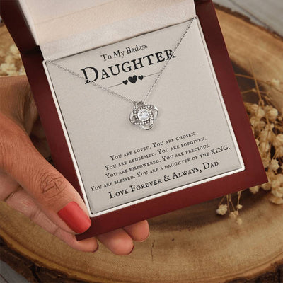 Load image into Gallery viewer, To My Badass Daughter Necklace from Dad, You Are Loved, Chosen, You Are a Daughter of the King
