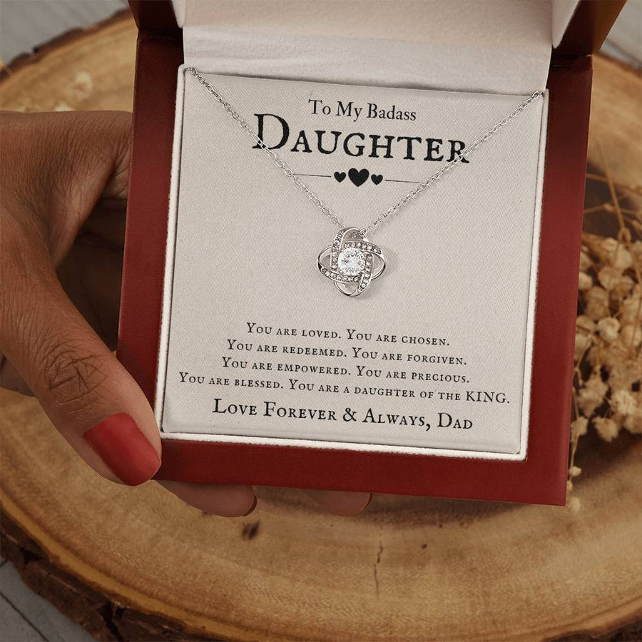 To My Badass Daughter Necklace from Dad, You Are Loved, Chosen, You Are a Daughter of the King