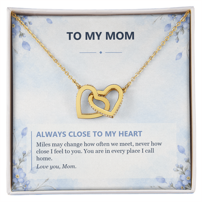 Load image into Gallery viewer, To My Mom Interlocking Hearts Necklace - Always Close to My Heart
