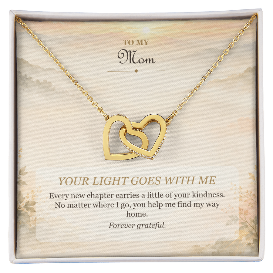 To My Mom Interlocking Hearts Necklace - Your Light Goes With Me
