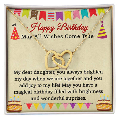 Load image into Gallery viewer, Interlocking Hearts Necklace for Daughter, Necklaces for Daughter from Mom, May All Wishes Come True
