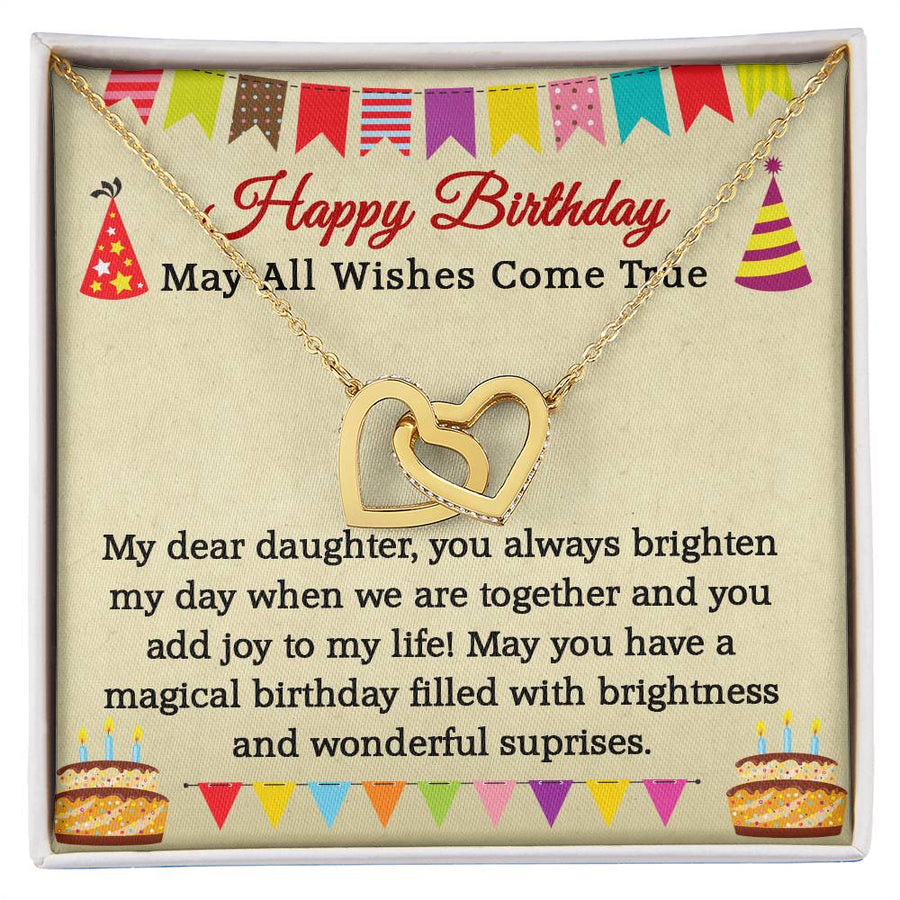 Interlocking Hearts Necklace for Daughter, Necklaces for Daughter from Mom, May All Wishes Come True
