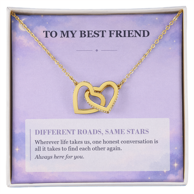 Load image into Gallery viewer, To My Best Friend Interlocking Hearts Necklace - Different Roads, Same Stars

