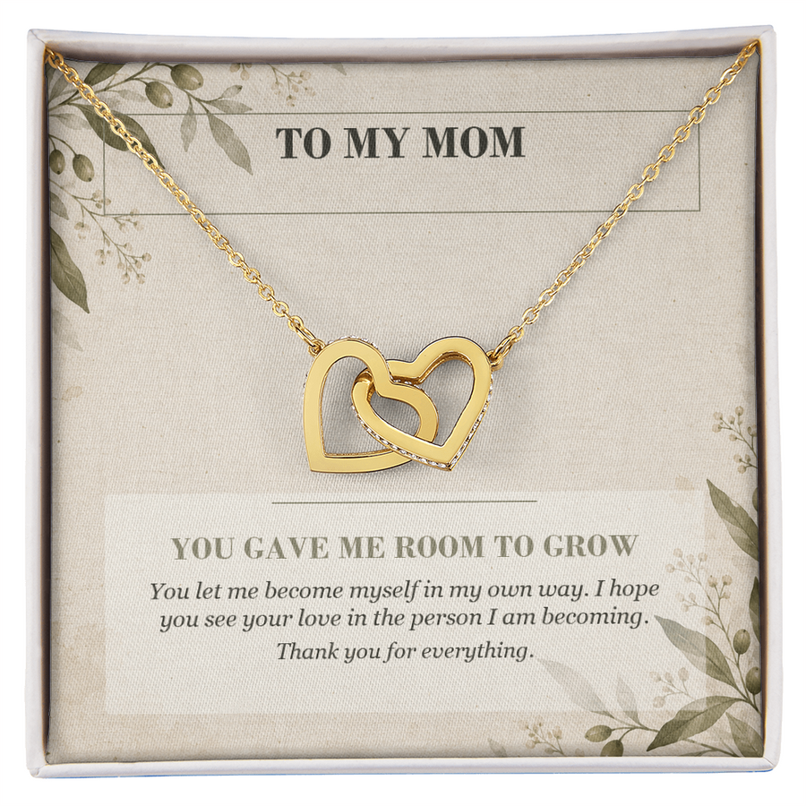 To My Mom Interlocking Hearts Necklace - You Gave Me Room to Grow