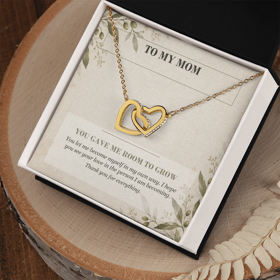 To My Mom Interlocking Hearts Necklace - You Gave Me Room to Grow