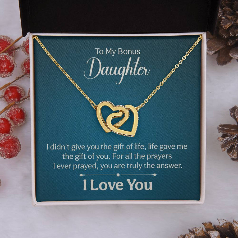 To My Bonus Daughter Necklace from Mom and Dad, Unique Bonus Daughter Birthday Gifts