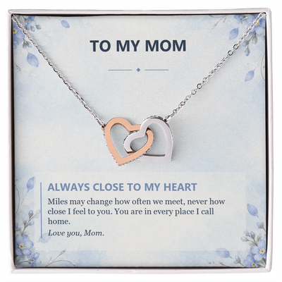 Load image into Gallery viewer, To My Mom Interlocking Hearts Necklace - Always Close to My Heart
