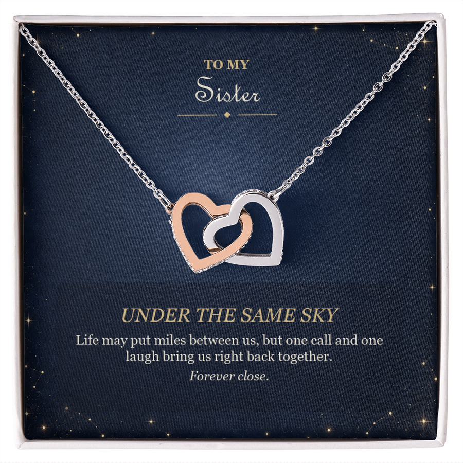 To My Sister Interlocking Hearts Necklace - Under the Same Sky