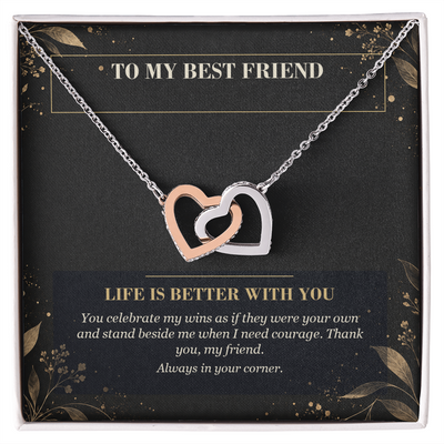 Load image into Gallery viewer, To My Best Friend Interlocking Hearts Necklace - Life Is Better With You
