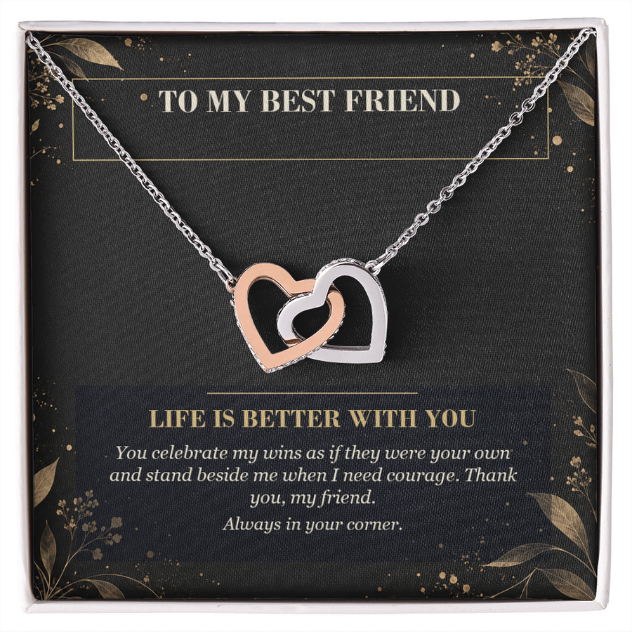 To My Best Friend Interlocking Hearts Necklace - Life Is Better With You