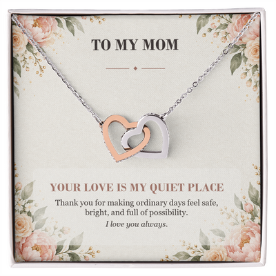 Load image into Gallery viewer, To My Mom Interlocking Hearts Necklace - Your Love Is My Quiet Place
