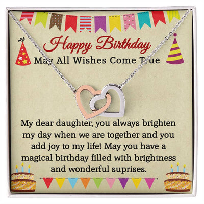 Load image into Gallery viewer, Interlocking Hearts Necklace for Daughter, Necklaces for Daughter from Mom, May All Wishes Come True
