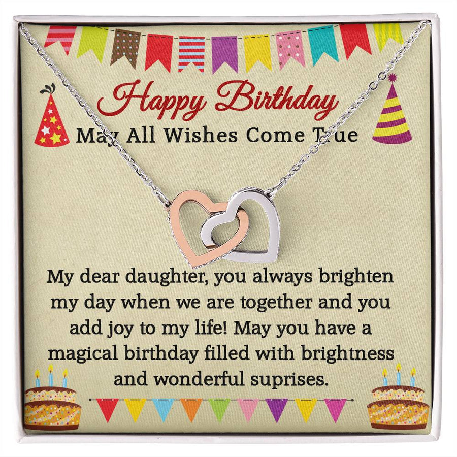 Interlocking Hearts Necklace for Daughter, Necklaces for Daughter from Mom, May All Wishes Come True