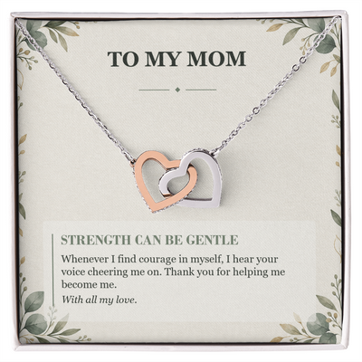 Load image into Gallery viewer, To My Mom Interlocking Hearts Necklace - Gentle Strength Message Card
