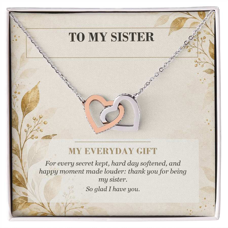 To My Sister Interlocking Hearts Necklace - My Everyday Gift