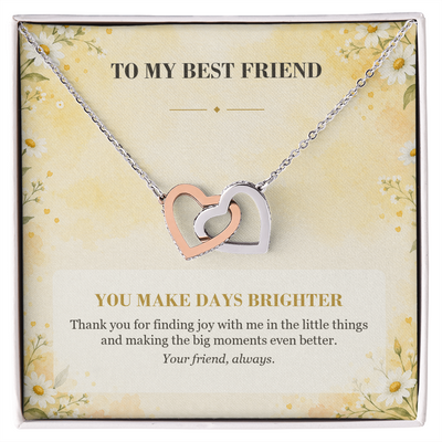 Load image into Gallery viewer, To My Best Friend Interlocking Hearts Necklace - You Make Days Brighter
