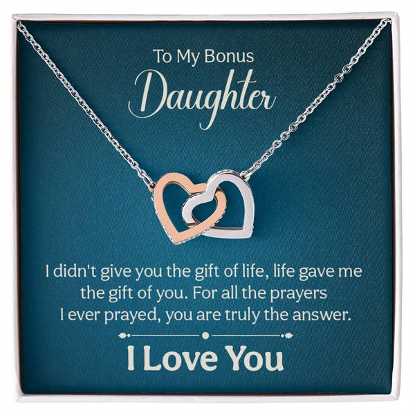 To My Bonus Daughter Necklace from Mom and Dad, Unique Bonus Daughter Birthday Gifts