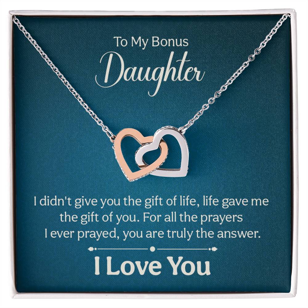 to My Bonus Daughter Necklace from Mom and Dad Unique Bonus Daughter Birthday Gifts Polished Stainless Steel Rose Gold Finish Standard Box