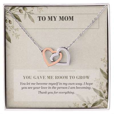 Load image into Gallery viewer, To My Mom Interlocking Hearts Necklace - You Gave Me Room to Grow
