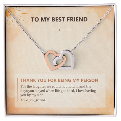 Load image into Gallery viewer, To My Best Friend Interlocking Hearts Necklace - Thank You for Being My Person
