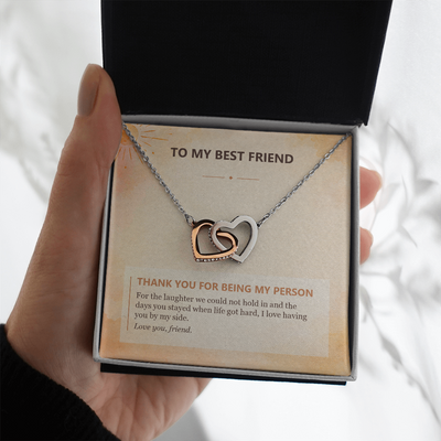 Load image into Gallery viewer, To My Best Friend Interlocking Hearts Necklace - Thank You for Being My Person
