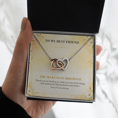 Load image into Gallery viewer, To My Best Friend Interlocking Hearts Necklace - You Make Days Brighter
