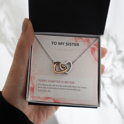 Load image into Gallery viewer, To My Sister Interlocking Hearts Necklace - Every Chapter Is Better
