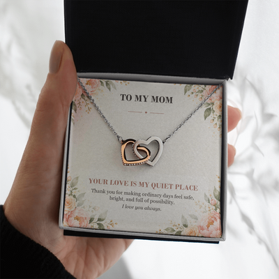 Load image into Gallery viewer, To My Mom Interlocking Hearts Necklace - Your Love Is My Quiet Place
