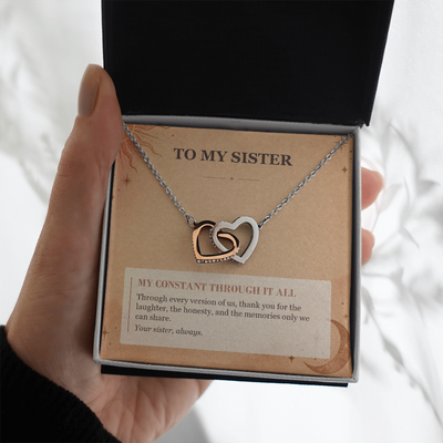 Load image into Gallery viewer, To My Sister Interlocking Hearts Necklace - My Constant Through It All
