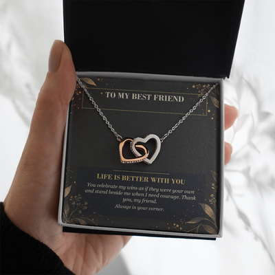 Load image into Gallery viewer, To My Best Friend Interlocking Hearts Necklace - Life Is Better With You
