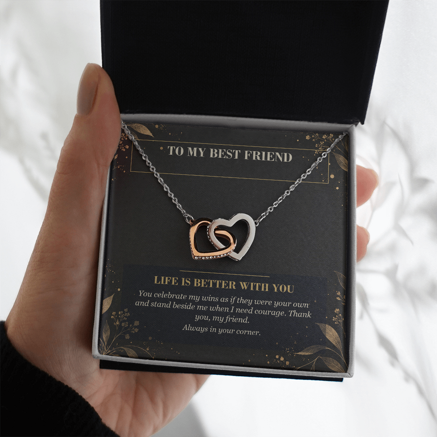 To My Best Friend Interlocking Hearts Necklace - Life Is Better With You